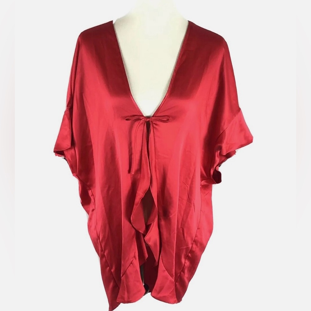 {BNWT} Victoria's Secret Satin Red Ruffled LOVE Robe. Very Beautiful.